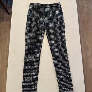 Theory Pintuck Pant Stretch Fabric Size 2 NWOT Black and White Jacquard Print